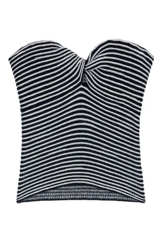 Merinoswollen Strapless Top - Marineblauw