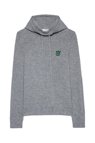 Merinoswollen Sweater met Capuchon - Gemêleerd Donkergrijs