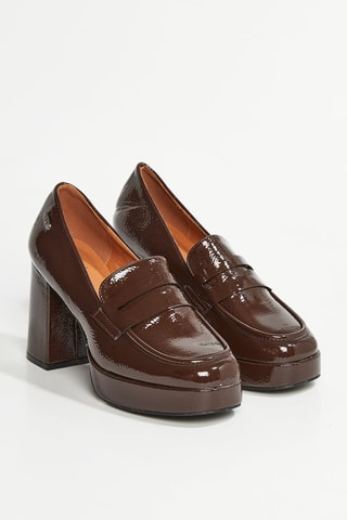 Mocassins vernis à talons Mine - Marron foncé