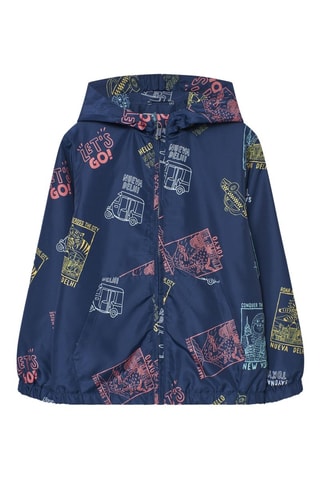 Giacca a vento con cappuccio - Navy - Blu, giallo e rosa