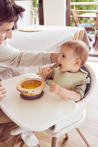 Ciotola e cucchiaio in bambù e silicone - Dalla nascita