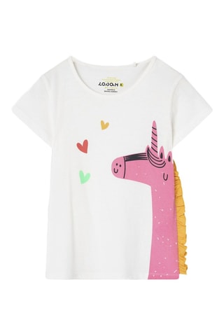 T-shirt - Ecrù - Bianco, arancione e rosa