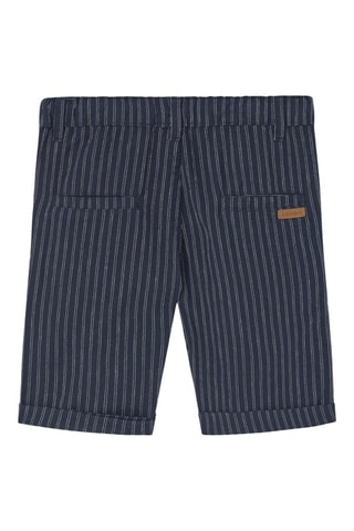 Shorts in lino - Blu scuro - Bianco e blu