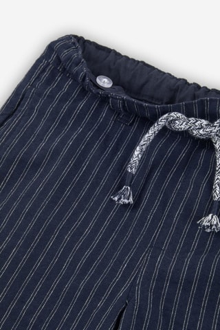 Shorts in lino - Blu scuro - Bianco e blu