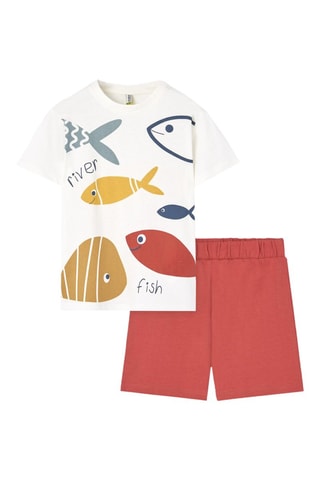 T-shirt e shorts - Bianco e rosso - Bianco, rosso e giallo