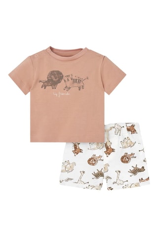 T-shirt e shorts - Arancione chiaro e bianco - Bianco, blu e arancione