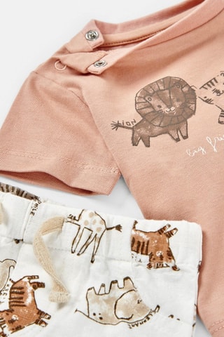 T-shirt e shorts - Arancione chiaro e bianco - Bianco, blu e arancione