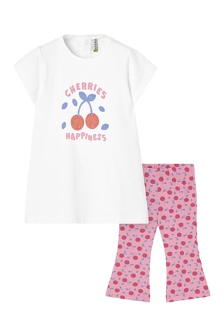 T-shirt e leggings - Bianco e rosa - Bianco, blu e rosa