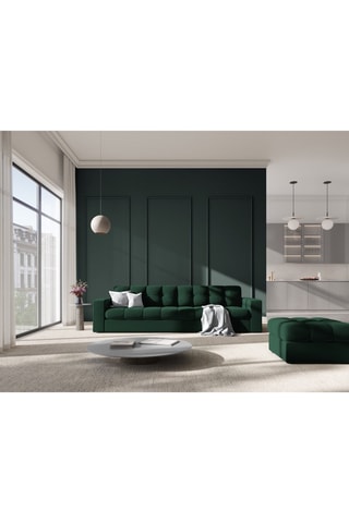 Pouf Yohan - Bleu foncé - En tissu velours