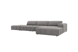 Canapé d'angle droit Luc - Gris clair - 5 places - Toucher velours