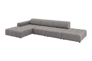 Canapé d'angle gauche Luc - Gris clair - 5 places - Toucher velours