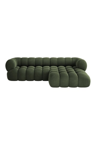 Canapé d’angle droit Maurice - Vert foncé - 3 places - Toucher velours