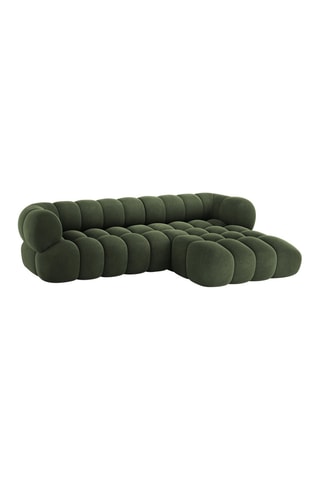 Canapé d’angle droit Maurice - Vert foncé - 3 places - Toucher velours