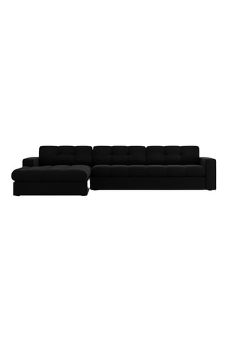 Canapé d'angle gauche Yohan - Noir - 4 places - En tissu velours