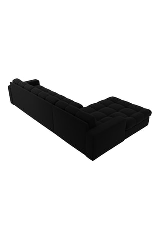 Canapé d'angle gauche Yohan - Noir - 4 places - En tissu velours