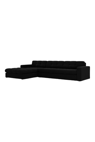 Canapé d'angle gauche Yohan - Noir - 4 places - En tissu velours