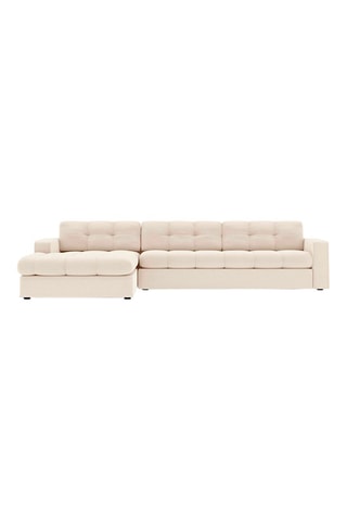 Canapé d'angle gauche Yohan - Beige - 4 places - En tissu structuré