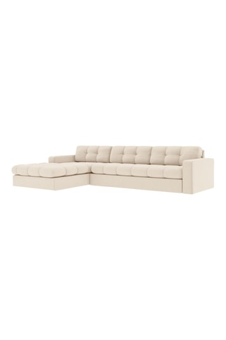 Canapé d'angle gauche Yohan - Beige - 4 places - En tissu structuré