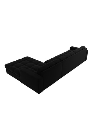 Canapé d'angle droit Yohan - Noir - 4 places - En tissu velours