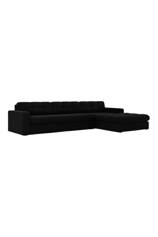 Canapé d'angle droit Yohan - Noir - 4 places - En tissu velours