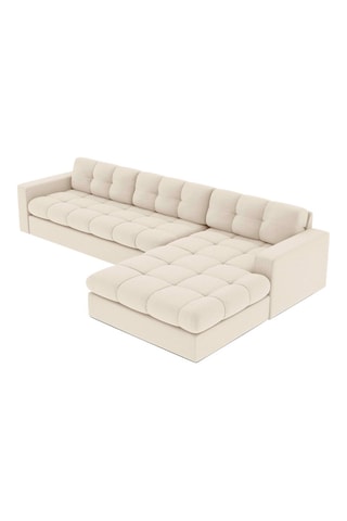 Canapé d'angle droit Yohan - Beige - 4 places - En tissu structuré
