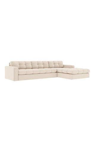 Canapé d'angle droit Yohan - Beige - 4 places - En tissu structuré