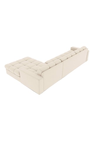 Canapé d'angle droit Yohan - Beige - 4 places - En tissu structuré