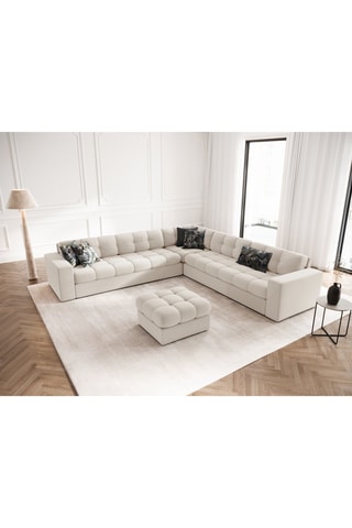 Canapé d'angle réversible Yohan - Beige - 5 places - En tissu structuré