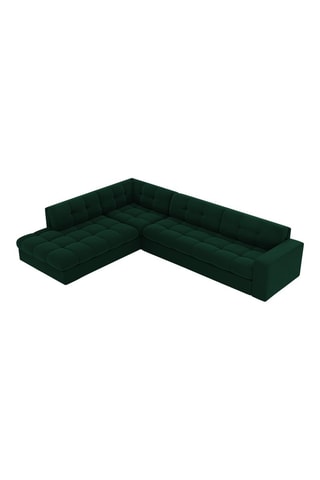 Canapé d'angle gauche Yohan - Vert foncé - 5 places - En tissu velours