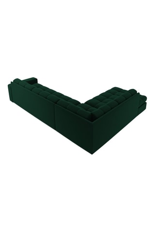 Canapé d'angle gauche Yohan - Vert foncé - 5 places - En tissu velours