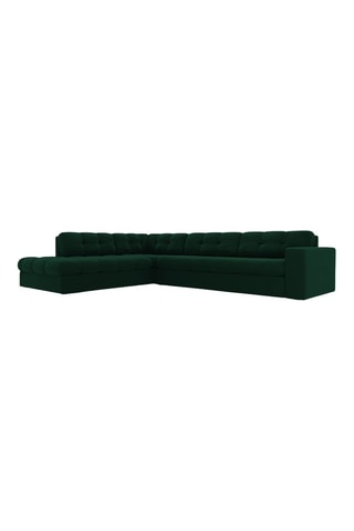 Canapé d'angle gauche Yohan - Vert foncé - 5 places - En tissu velours