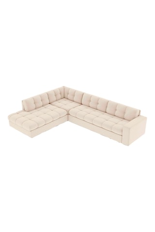 Canapé d'angle gauche Yohan - Beige - 5 places - En tissu structuré