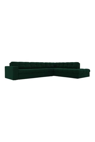 Canapé d'angle droit Yohan - Vert foncé - 5 places - En tissu velours