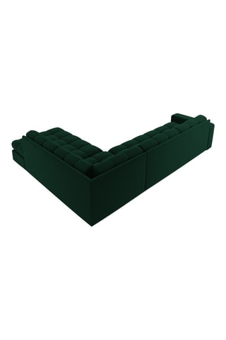 Canapé d'angle droit Yohan - Vert foncé - 5 places - En tissu velours