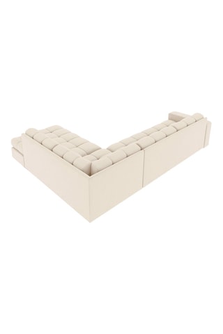Canapé d'angle droit Yohan - Beige - 5 places - En tissu structuré