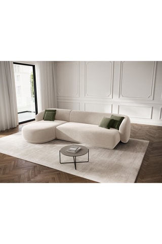 Canapé d'angle gauche Louis - Beige - 4 places - En velours