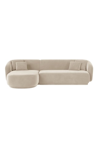Canapé d'angle gauche Louis - Beige - 4 places - En velours