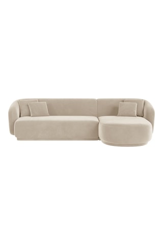 Canapé d'angle droit Louis - Beige - 4 places - En velours