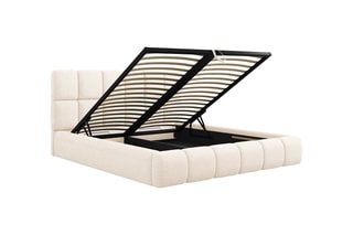 Lit-coffre avec tête de lit Tropea - Beige clair