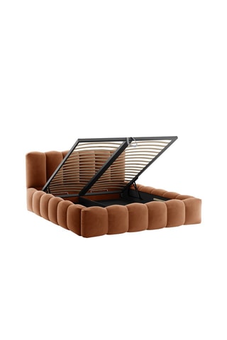 Lit-coffre avec sommier Cameron - Marron - Toucher velours
