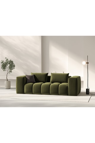 Canapé Lorella - Vert olive - 3 places - Toucher velours