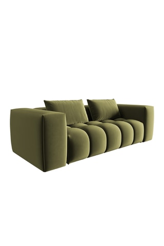 Canapé Lorella - Vert olive - 3 places - Toucher velours