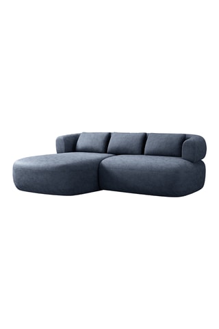 Canapé d'angle gauche Aldrin - Bleu foncé - 3 places - En tissu chenille