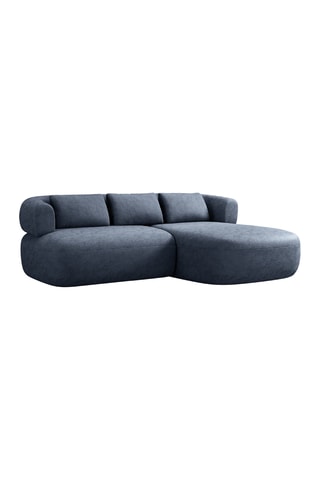 Canapé d'angle droit Aldrin - Bleu foncé - 3 places - En tissu chenille