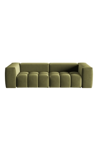 Canapé Lorella - Vert olive - 4 places - Toucher velours