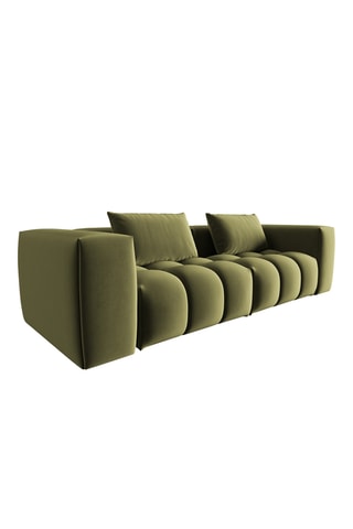 Canapé Lorella - Vert olive - 4 places - Toucher velours