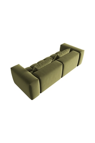 Canapé Lorella - Vert olive - 4 places - Toucher velours
