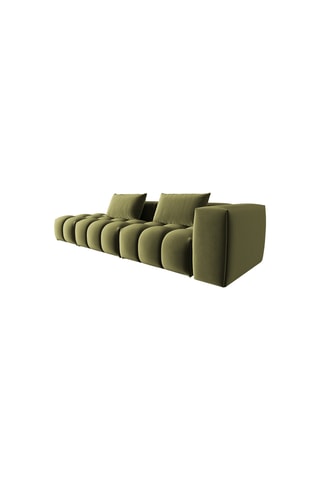 Canapé d'angle gauche Lorella - Vert olive - 4 places - Toucher velours