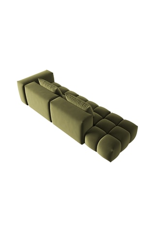 Canapé d'angle gauche Lorella - Vert olive - 4 places - Toucher velours