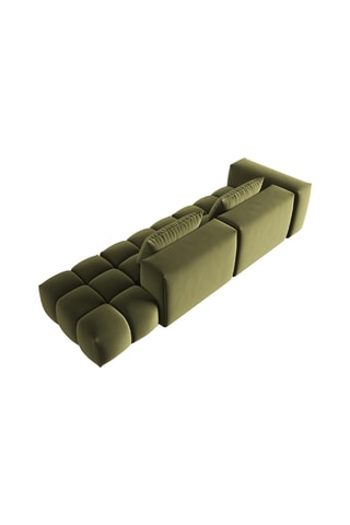 Canapé d'angle droit Lorella - Vert olive - 4 places - Toucher velours